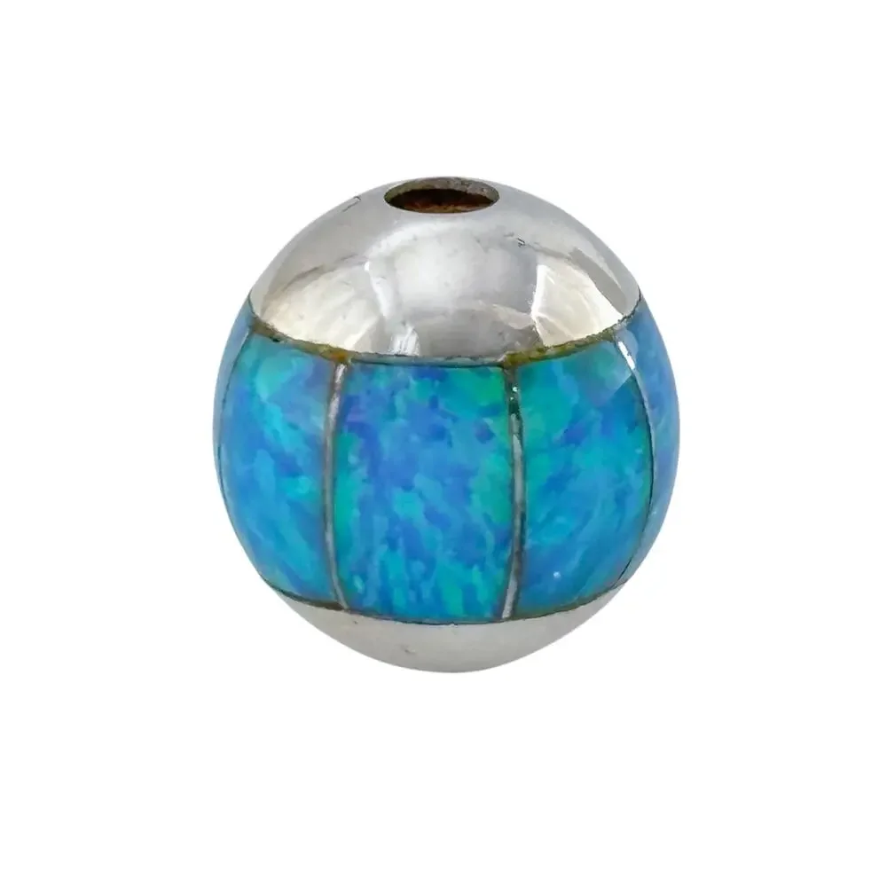 Vintage Sterling Silver 925 Opal Inlay Bead
